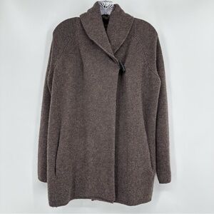 Adrienne Vittadini Cardigan Shawl Collar Wool Yak Hair Blend Mocha Brown Size M